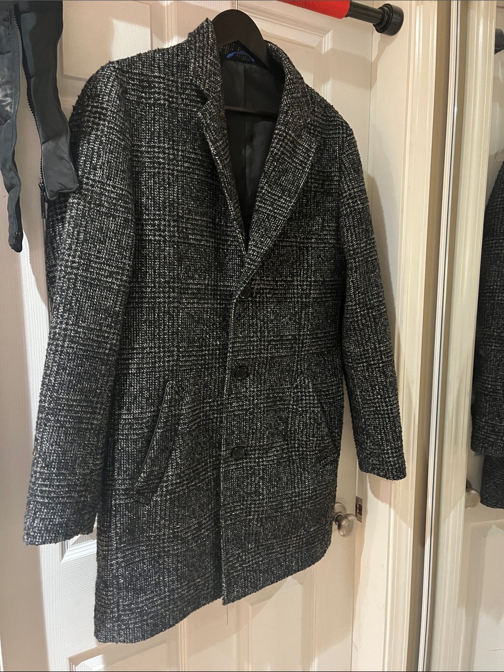 Men's Sondergaard Slim Fit Charcoal Gray Plaid Pea Coat